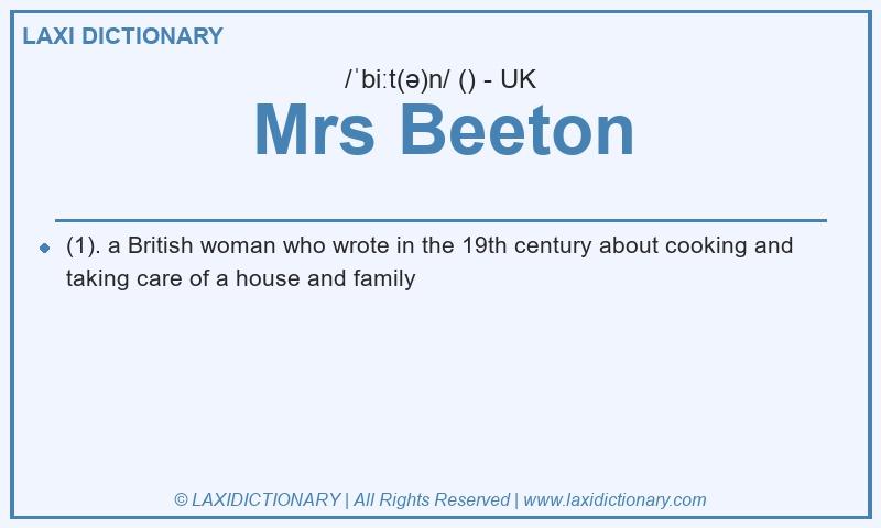 Definition Mrs Beeton in British English