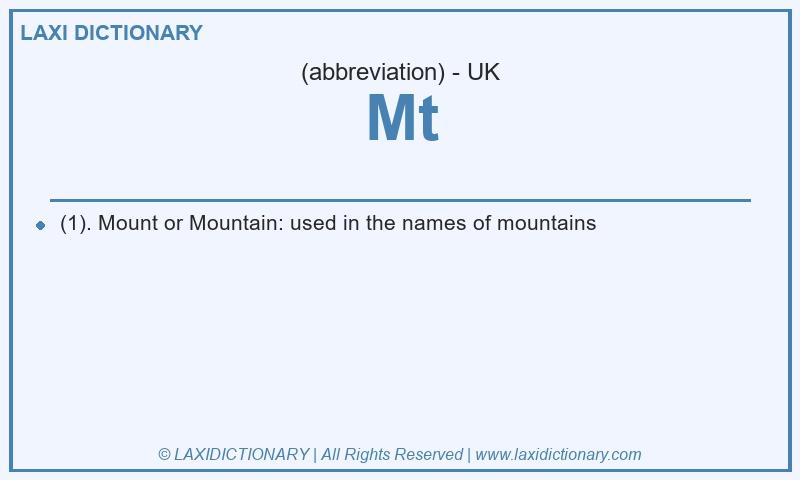 Definition Mt in British English