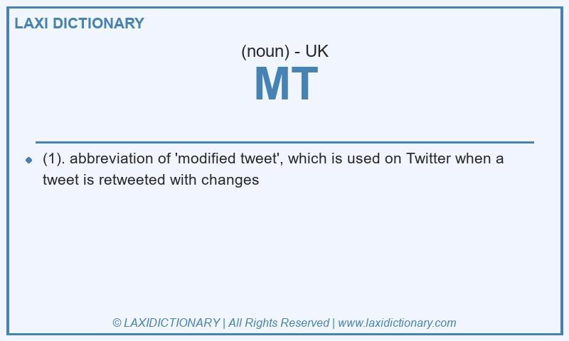 Definition MT in British English