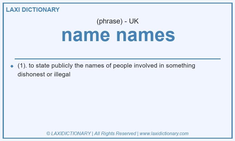 Definition name names in British English