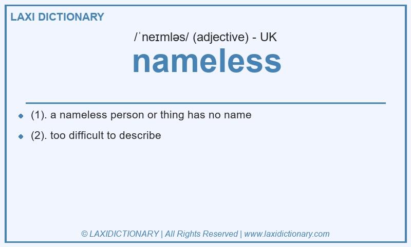 Definition nameless in British English