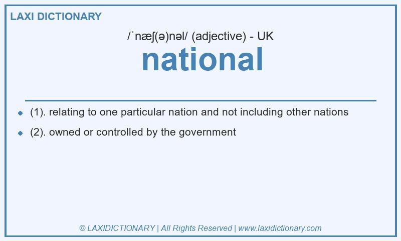 Definition national in British English