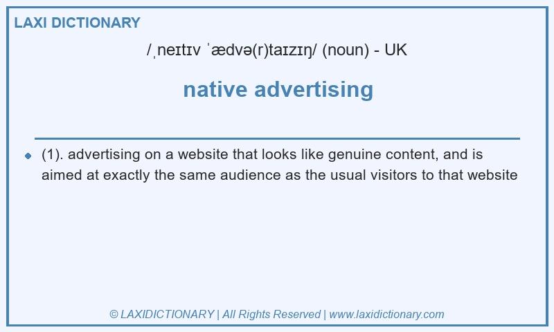 Definition native advertising in British English