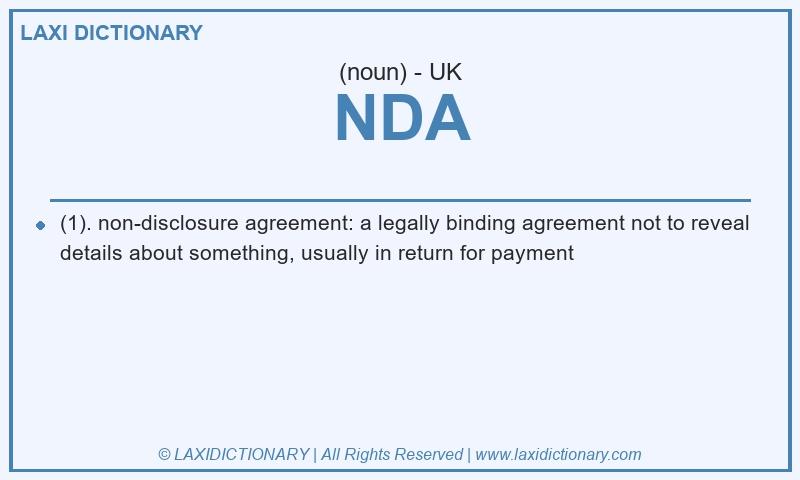 Definition NDA in British English