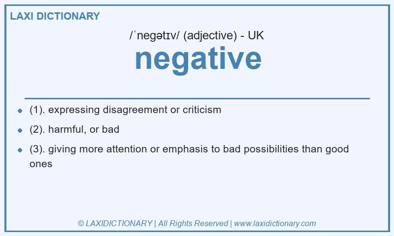 Definition negative in British English