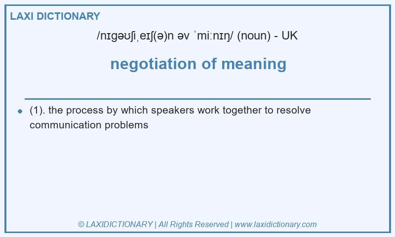 Definition negotiation of meaning in British English