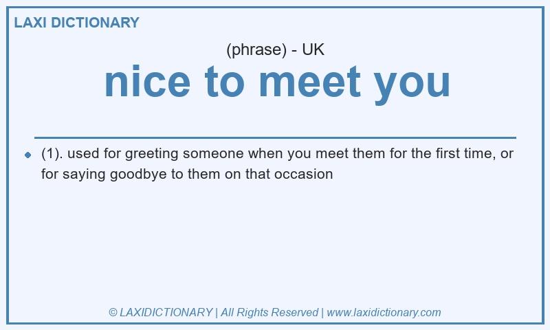 Definition nice to meet you in British English