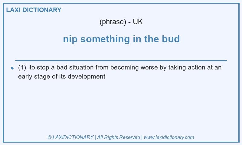 Definition nip something in the bud in British English