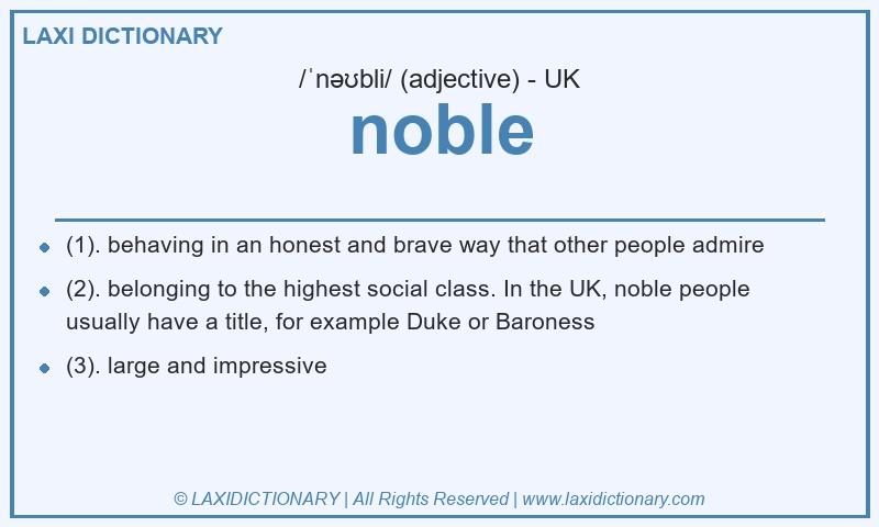 Definition noble in British English