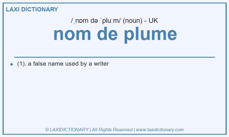 Definition nom de plume in British English