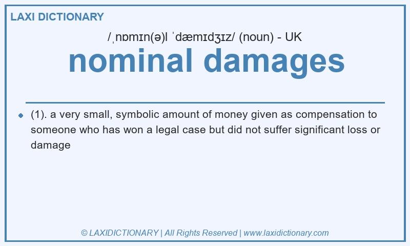 Definition nominal damages in British English