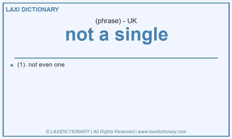 Definition not a single in British English