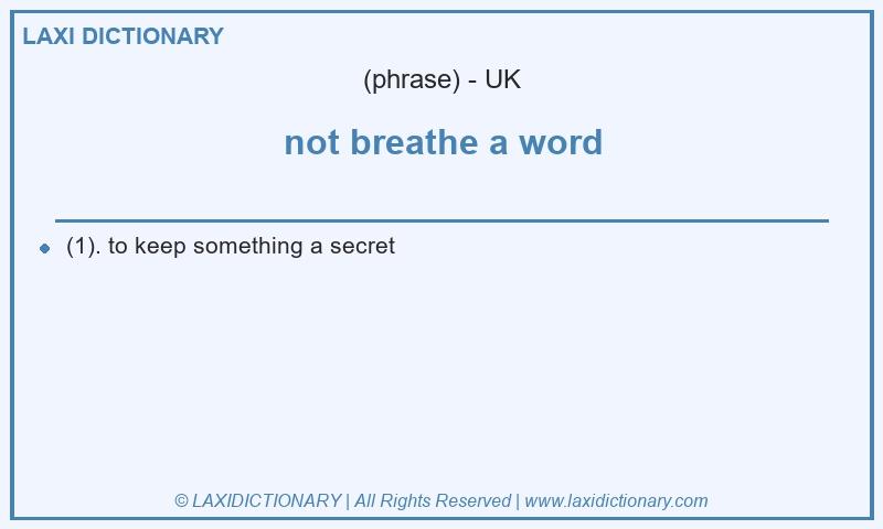 Definition not breathe a word in British English