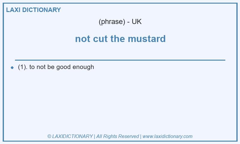 Definition not cut the mustard in British English