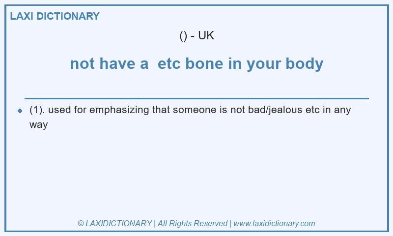 Definition not have a etc bone in your body in British English