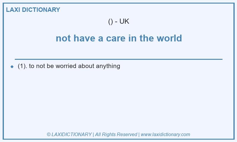 Definition not have a care in the world in British English