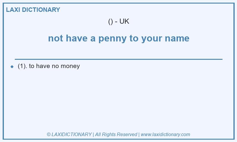 Definition not have a penny to your name in British English