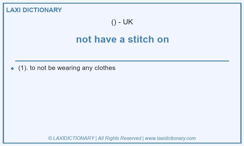 Definition not have a stitch on in British English