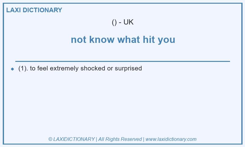 Definition not know what hit you in British English