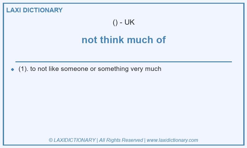 Definition not think much of in British English