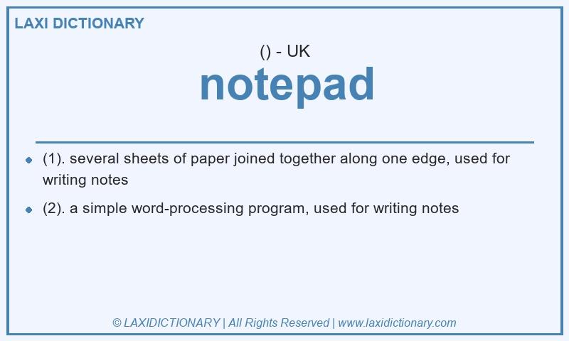 Definition notepad in British English