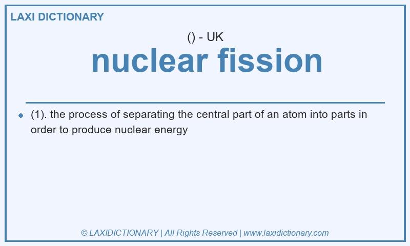Definition nuclear fission in British English
