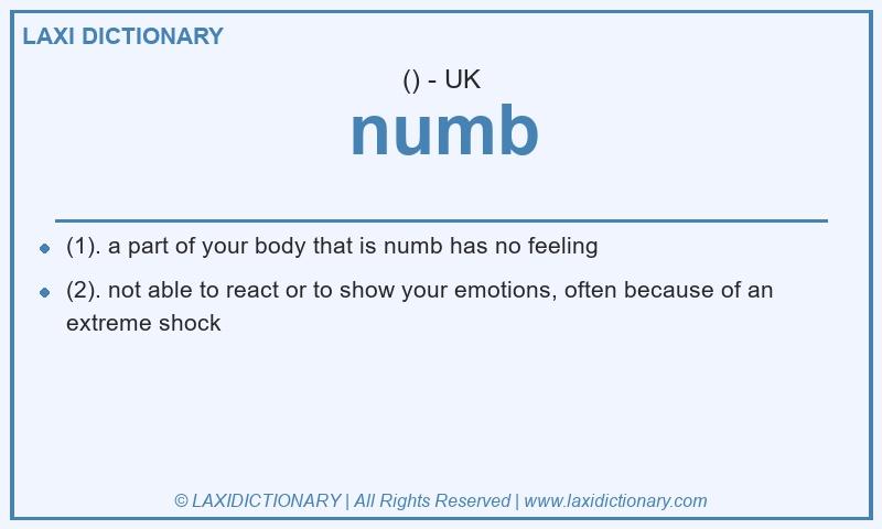 Definition numb in British English
