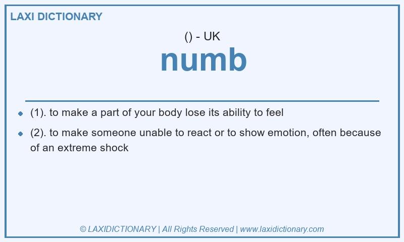 Definition numb in British English
