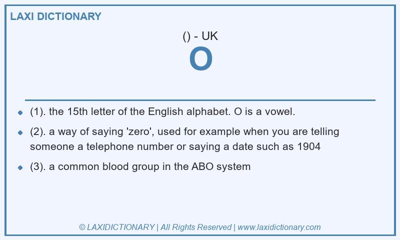 Definition O in British English