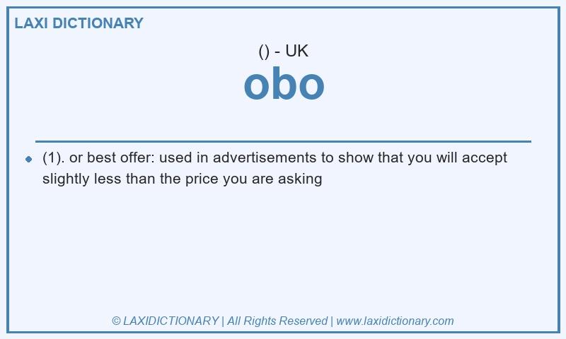 Definition obo in British English