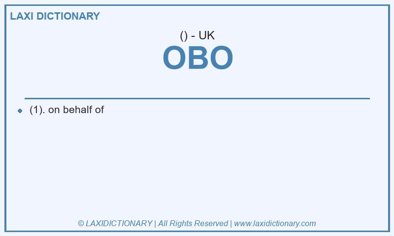 Definition OBO in British English