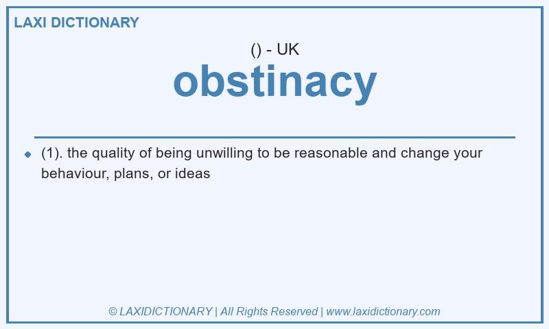 Definition obstinacy in British English