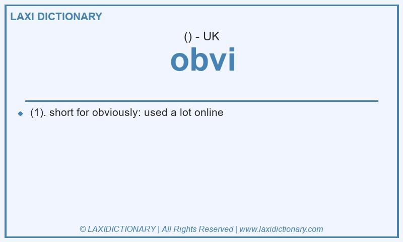 Definition obvi in British English