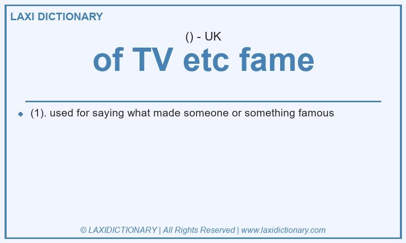 Definition of TV etc fame in British English