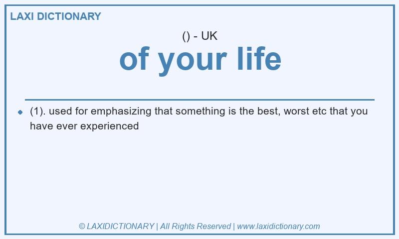 Definition of your life in British English
