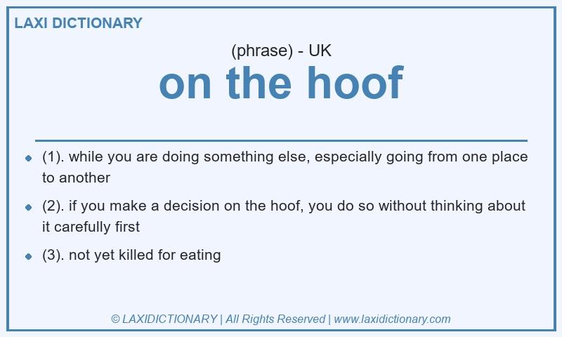 Definition on the hoof in British English