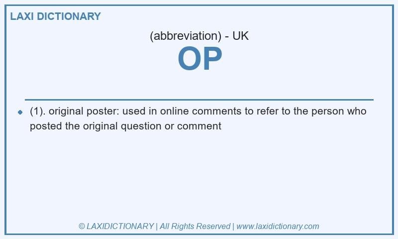Definition OP in British English