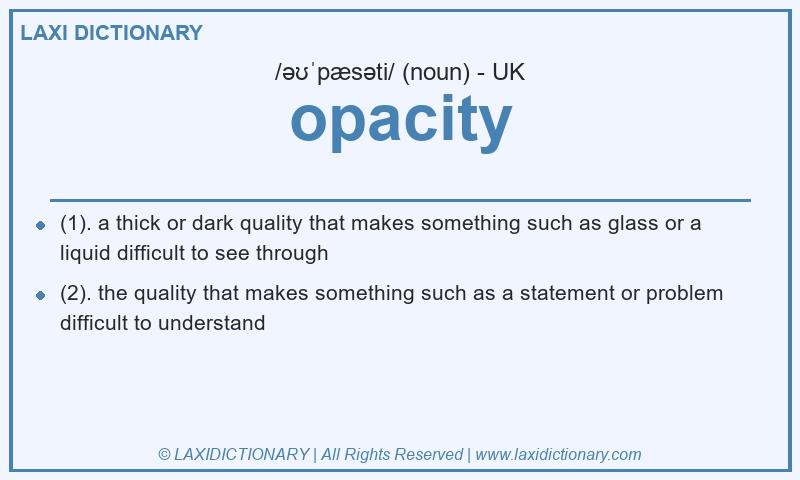 Definition opacity in British English