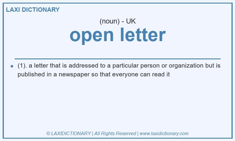 Definition open letter in British English