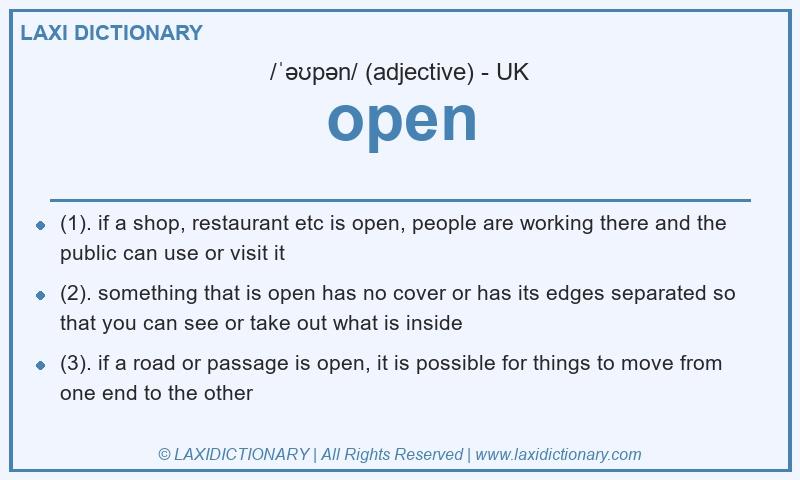 Definition open in British English