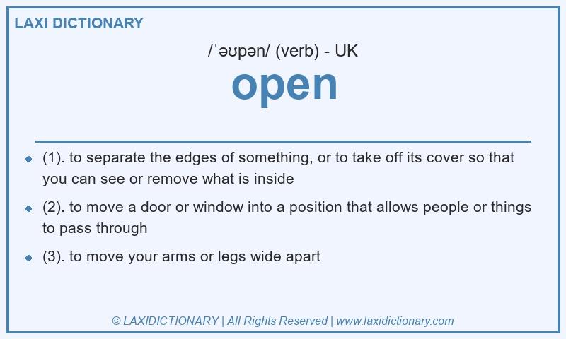 Definition open in British English