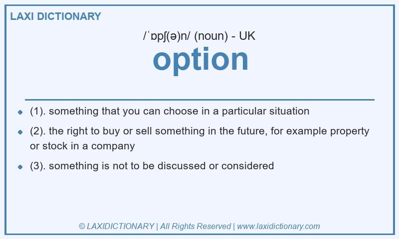 Definition option in British English