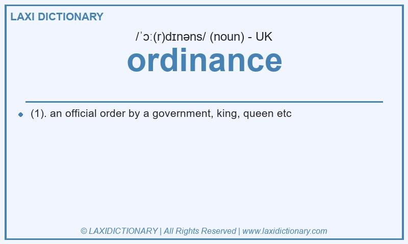 Definition ordinance in British English