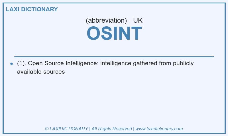 Definition OSINT in British English