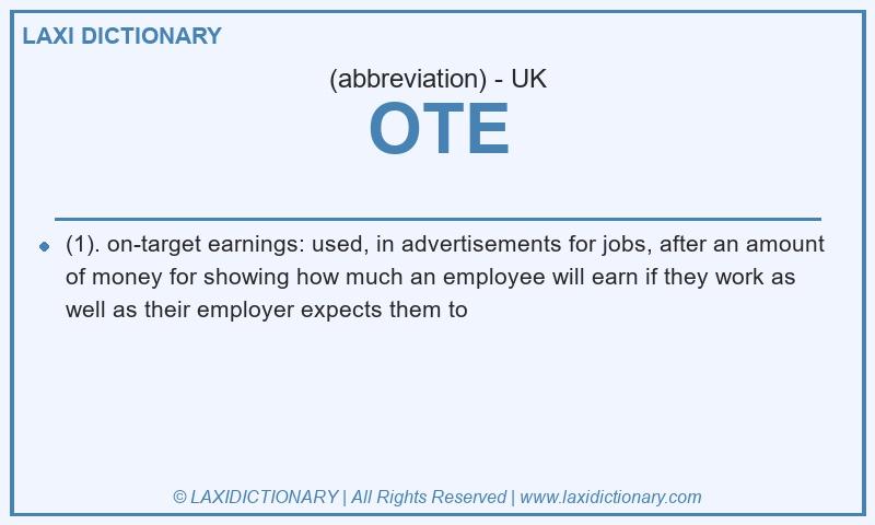 Definition OTE in British English