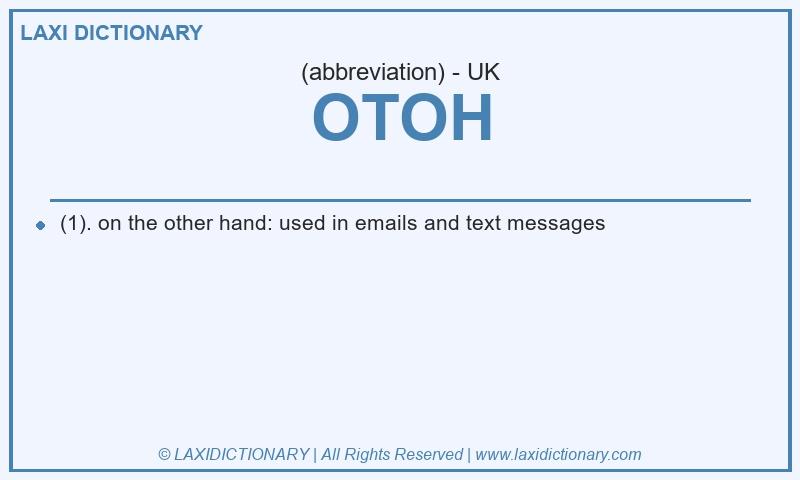 Definition OTOH in British English