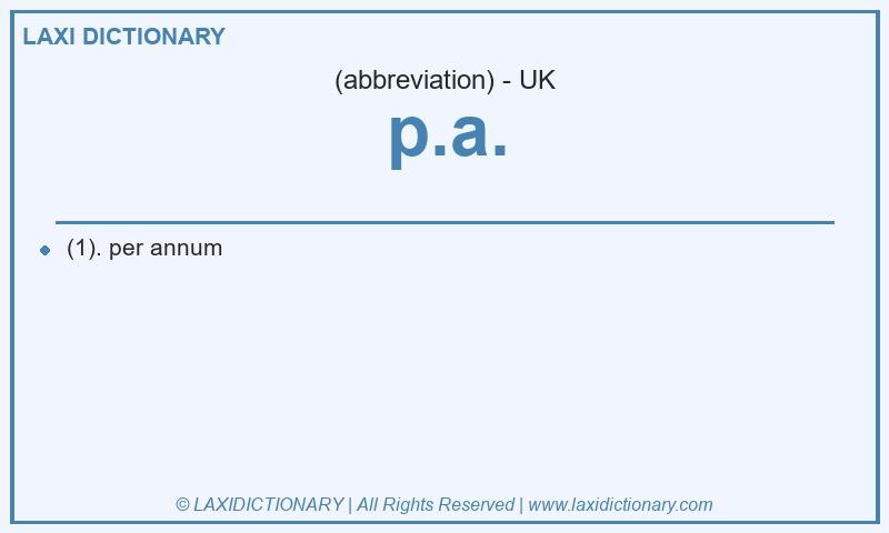 Definition p.a. in British English