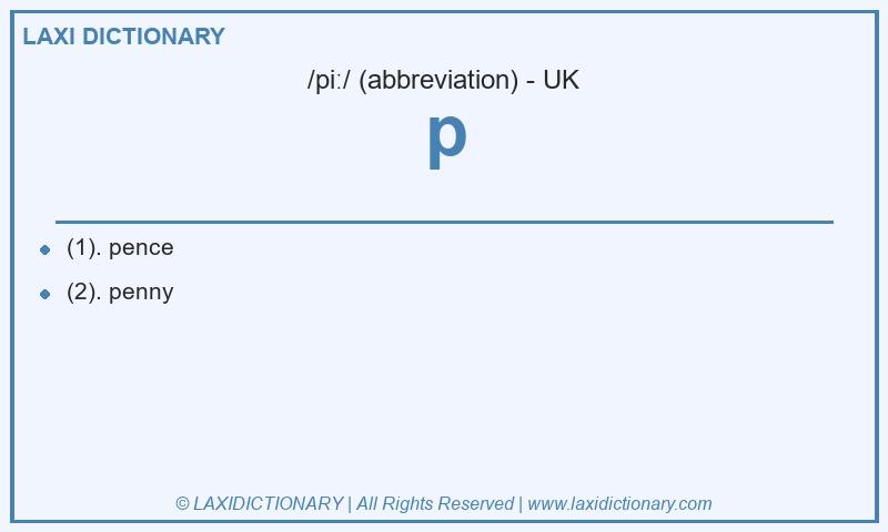 Definition p in British English