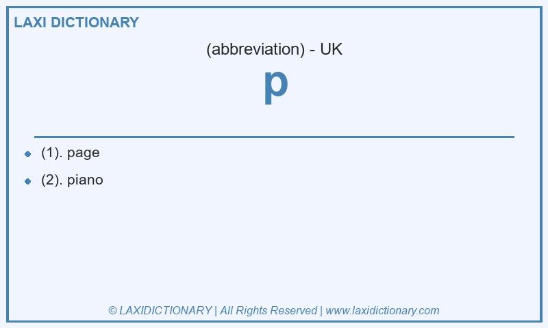 Definition p in British English