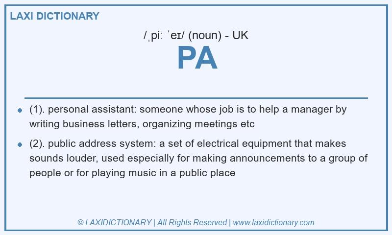 Definition PA in British English